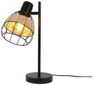 Nettlife Tischleuchte Tischleuchte aus geflochtenen Rattan E27, Schwenkbar 120°, mit Schalter, LED wechselbar, für Wohnzimmer Schlafzimmer