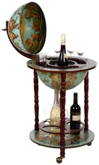 BIRENDY Dekoobjekt Barwagen 36001 Blau Eukalyptusholz Säulen 103cm Globusbar Hausbar