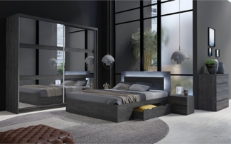 Lomadox Schlafzimmer-Set TORTONA-166, (Spar-Set, 5-tlg, Schwebetürenschrank Kommode Bettgestell Nachttische), Schlafzimmermöbel in Esche, Bett 180x200cm, Schwebetürenschrank 230cm