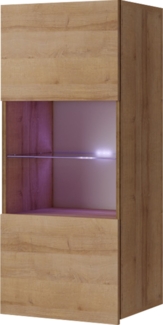 Hängevitrine Calabrini BR05 (Farbe: Eiche Gold, mit blauer LED Beleuchtung)