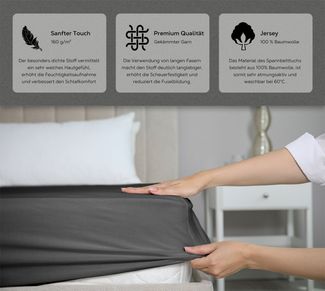 Beautex Spannbettlaken 2er Set Spannbetttuch Bettlaken Premium Baumwolle Jersey 160g/m², Jersey, Gummizug: rundum, (2 Stück)