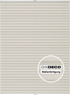 ondeco Plissee Klemmfix auf Maß für alle Fenster innen, ohne Bohren, Montage Klemmträger Sonnenschutz Sichtschutz Rollo Blickdicht - Vanille - B): 71-80 cm, H): 201-250 cm