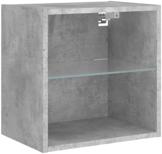 vidaXL Wand-Nachttisch mit LED-Leuchten, Holzwerkstoff, 40 x 28,5 x 40 cm, Betongrau