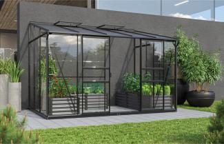 Vitavia Anlehn-Gewächshaus "Osiris 6500", schwarz, 6,5 m²,3 mm ESG, 6 mm HKP