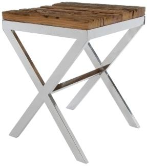 Beistelltisch Xentury 45 x 45 x 60 cm Holz dunkel mit Glasplatte X-Metallgestell