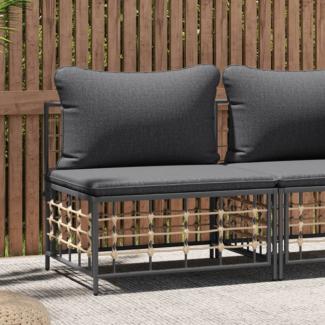 vidaXL Garten-Mittelsofa mit Dunkelgrauen Kissen Poly Rattan 364135