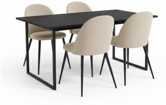 ebuy24 Essgruppe Tilst Essgruppe Tisch schwarz Marmor Print 90x160, (5-tlg)