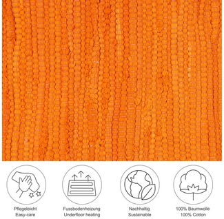 THEKO Teppich Happy Cotton Fleckerl, handgewebt, rechteckig, Höhe: 5 mm, Flachgewebe, reine Baumwolle, meliert, mit Fransen, auch als Läufer