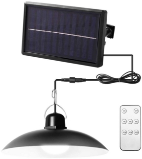 Rosnek LED Außen-Deckenleuchte Solar, Vintage, wasserdicht, dimmbar, für Garten Hof Schuppen, SMD5050 LED-Perlen, Warmweiß, Weiß, Garage Camp Deko, Fernbedienung, Zeitschaltuhr
