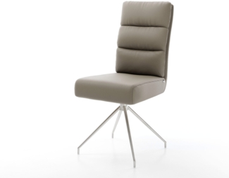 Esszimmerstuhl Pela-Flex Echt-Leder Schlamm Kreuzgestell konisch Edelstahl Taschenfederkern