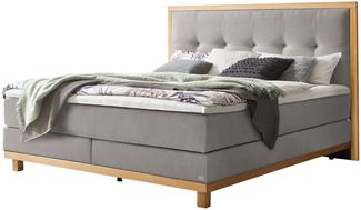 Cecilia Boxspringbett grau Eiche MassivholzPolyester/Polyamid/Viskose 206cm x 148cm x 125cm