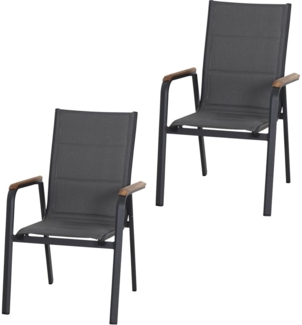 SIENA GARDEN Tesoro Stapelsessel 2er-Set FSC Alu, Textil, Teak FSC 100 %