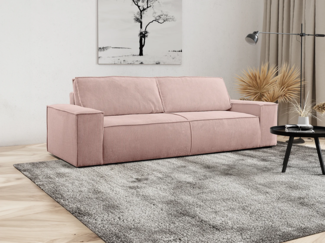 Vente-unique - Schlafsofa 4-Sitzer - Cord - Puderrosa - AMELIA
