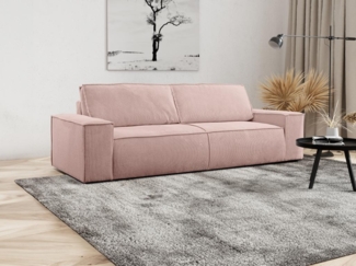 Vente-unique - Schlafsofa 4-Sitzer - Cord - Puderrosa - AMELIA