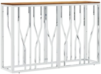 vidaXL Konsolentisch Silbern Edelstahl und Massivholz Akazie 350031