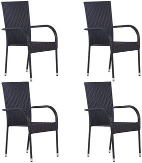 vidaXL Stapelbare Gartenstühle 4 Stk. Poly Rattan Schwarz 310084