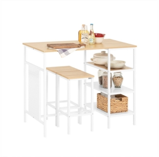 SoBuy Essgruppe OGT51, 3-teilig, Esstisch mit 2 Barhochern, Bartisch-Set, Essgruppe Stehtisch