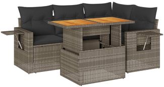 vidaXL 5-tlg. Garten-Sofagarnitur mit Kissen Grau Poly Rattan 3327147