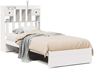 vidaXL Massivholzbett mit Regal ohne Matratze Weiß 75x190 cm Kiefer 3322404