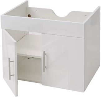 Waschbeckenunterschrank HWC-D16, Waschtischunterschrank Waschtisch Unterschrank Badmöbel, FSC® hochglanz 60cm ~ weiß