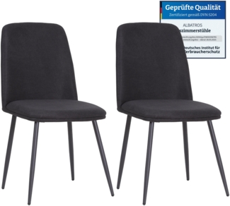 Albatros BONO Stoffstuhl Schwarz– 2er-Set Esszimmerstühle im modernen Retro-Design DEKRA-geprüft, pflegeleichter Stoffbezug