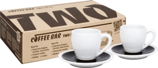 KÖNITZ 2er Set Coffee Bar TWO Espressotasse mit Untertasse 80 ml Black & White im Geschenkkarton