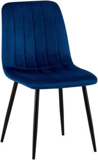 DELUKE® Stuhl LENZ Samt - 88x45x53cm, blau, Metall Gestell Stühle Esszimmerstühle Stuhl Esszimmer Esstisch Stühle Küchenstuhl