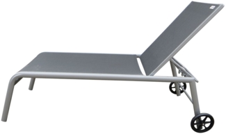 doppler® Rollliege Gartenliege Sonnenliege Alu extra hoch silber stabil, Liege mit Rollen, Liege mit Rollen, wetterfest pflegeleicht langlebig