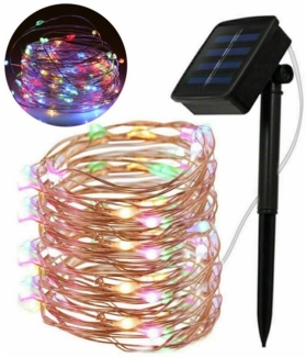 LETGOSPT LED Solarleuchte Solar 100/200 LEDs Solar Kupferdraht Lichterkette, LED fest integriert, warmweiß, kaltweiß, bunt, Mehrfarbig, Wasserdicht IP65 Innen Außen Garten Party Dekor