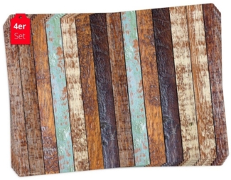 Tischsetmacher Platzset Tischset, Platzset abwaschbar - Holzoptik gestreift, (aus erstklassigem Vinyl, 4-St, 44 x 32 cm), Made in Germany
