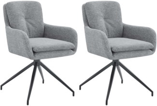 CLP 2er Set Esszimmerstuhl Pickett Stoff mit 180 Grad Drehfunktion,grau