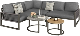 KLAM HOME Gartenlounge-Set Gartenmöbel-Set,Loungeset, Sitzgruppe Möbelset für 6-7 Personen, (5-tlg, 3 2-Sitzer Ecksofa, 2 Couchtisch), geeignet für Gärten, Schwimmbäder und andere Außenbereiche