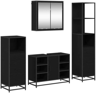vidaXL Badezimmermöbel-Set 4 pcs Schwarz Eichen-Optik Holzwerkstoff 3402356