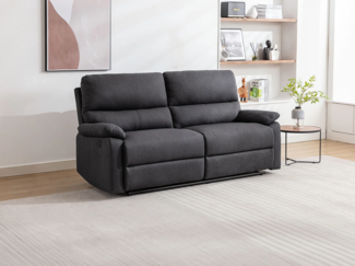 Vente-unique - Relaxsofa elektrisch 3-Sitzer - Stoff - Anthrazit - LUNANO