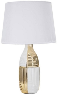 Dmora Tischlampe Mondriam, Schreibtischleuchte, Büroleuchte, Arbeitslampe, Weiß und Gold, 33x33 h54 cm
