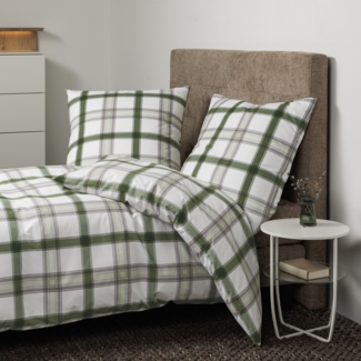 Janine Soft Cotton Bettwäsche Cortina 71002-6 Kariert Grün 135x200