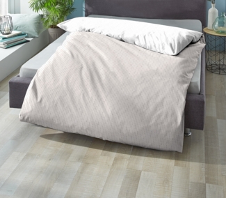 biberna 0636047 Mako-Satin Bettwäsche PUNKTE - MIX & MATCH, taupe, 1x 200x200 cm