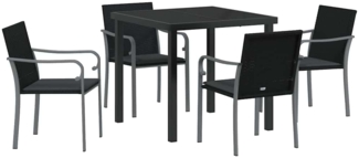 vidaXL Garten Essgruppe 5 pcs Schwarz Poly Rattan 3379052