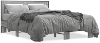 vidaXL Bettgestell Grau Sonoma 140x190 cm Holzwerkstoff und Metall 3280115