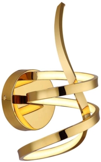 LED Wandleuchte, Alu gold, opal, geschwungen, H 35 cm