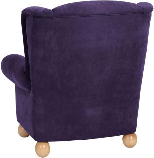 Monarch Ohrenbackensessel Veloursstoff Violett Buche Natur