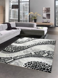 Carpetia Teppich Designer Teppich Wohnzimmerteppich Leopard creme grau schwarz, rechteckig, Höhe: 11 mm