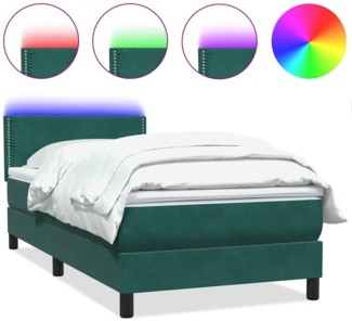 vidaXL Boxspringbett mit Matratze Dunkelgrün 90x220 cm Samt 3316818