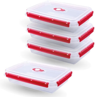 Frischhaltedosen für Lebensmittel ( 2 L ) - 4er Pack "Rot" - Vorratsdose luftdicht, Aufbewahrungsbox Meal Prep Box, Brotdose, BPA Frei
