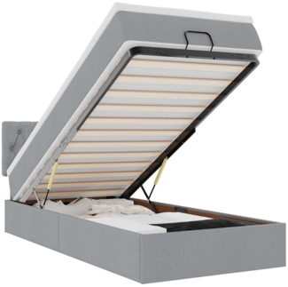vidaXL Ottoman-Bett mit Matratze Hellgrau 100x200 cm Stoff 3311518