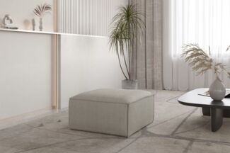 Polsterhocker Designerhocker CELES PREMIUM 65x65 cm in Stoff Scala Sandgrau