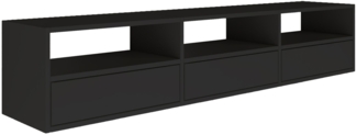 Selsey 'Framme' hängendes TV-Board mit drei Klappen und offenen Ablagen, Schwarz, 150 cm