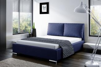 Polsterbett Bett Doppelbett GALENO 180x200 cm in Stoff Dunkelblau