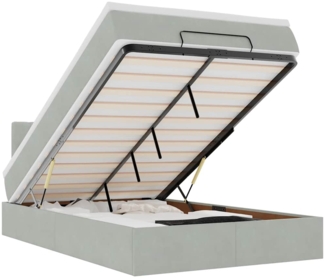 vidaXL Ottomane Bett mit Matratze & LEDs Hellgrau 120x190 cm Samt 3312680