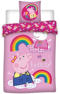 BrandMac Bettwäsche Peppa Pig - Peppa Wutz - Wende-Bettwäsche-Set, 135x200 & 80x80, Baumwolle, 100% Baumwolle